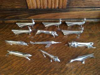 Antique Christofle Silver Plated Art Deco Knife Rest Set Of 12 By Gallia