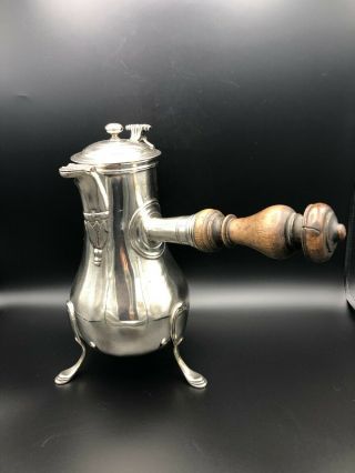 Antique French Silverplated Coffee Pot / Chocolate Pot W/wood Handle,  10 1/2 " T