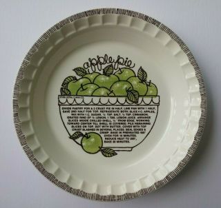 Royal China - Vintage 1983 Country Harvest Apple Pie Recipe Pie Plate - Exc