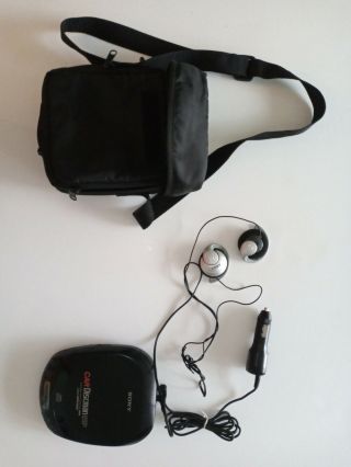 Vintage Sony Car Discman Esp D - 835k Digital Mega Bass Cd Player Bag Cord