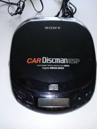 Vintage Sony Car Discman ESP D - 835K Digital Mega Bass CD Player bag cord 3