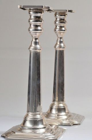 2 Vintage Hallmarked Sterling Silver Candlestick Holders 10 " Tall