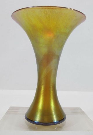 Antique Lct Louis Comfort Tiffany Favrille Gold Aurene Iridescent Glass Vase Yqz