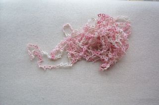 Vtg Antique Cotton Hand Tatted Lace Trim Variegated Pink & White 2 Yds Doll Size