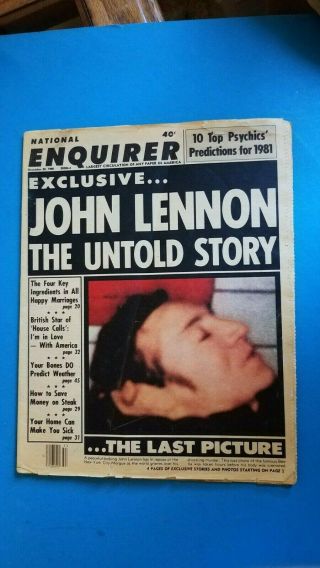 John Lennon The Untold Story National Enquirer December 30,  1980 Last Pictures