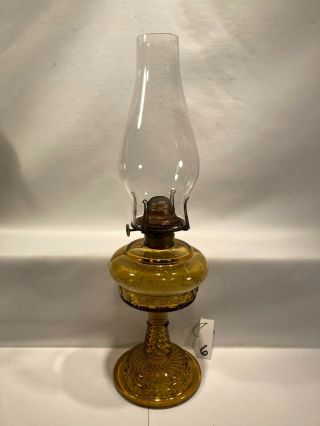 Vintage Amber Glass Art Deco Oil Lamp 15.  5” Tall Top Of Chimney (l6)