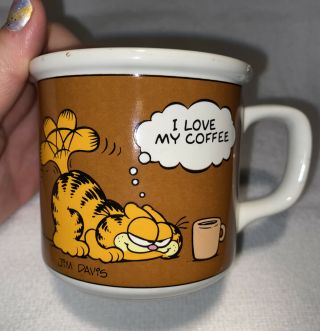Vintage 1978 Garfield I Love My Coffee Brown Cat Mug