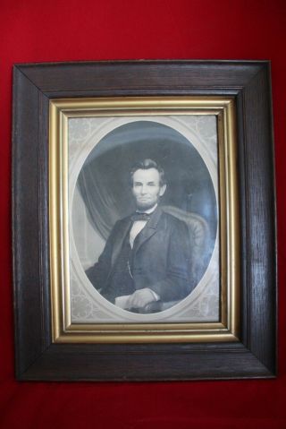 Fine Antique Us President Abraham Lincoln Rice & Allen Portrait 1860s