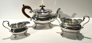 Antique English Sterling Silver Tea Set - Birmingham 32.  85 Oz.  Total.