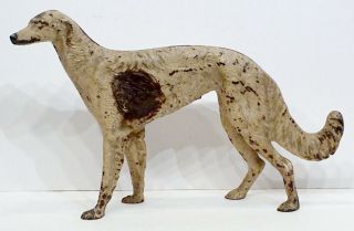 Huge 16 " Antique Russian Wolfhound Borzoi Cast Iron Dog Doorstop By Hubley