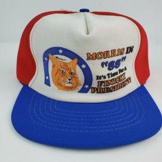 1988 Vintage Trucker Hat Snapback Morris The Cat " Morris In " 88 ".  President "