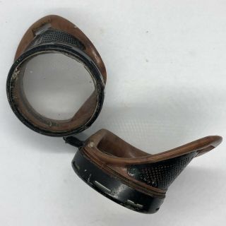 Antique Vintage 1940’s Metal & Glass Goggles - Biker Or Pilot Eye Protection 2