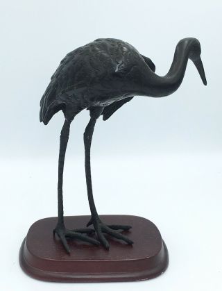 Fine Japanese Meiji Bronze Okimono - Crane,  On A Base