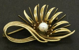 Cartier Antique 14k Gold 6.  3mm Flower Ribbon Brooch