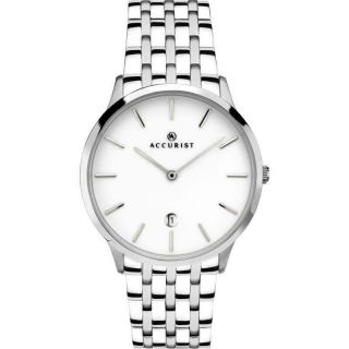 Accurist 7238 Gents White Dial Stainless Steel Bracelet Watch Rrp £109.  99