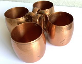 4 Solid Copper Mugs Vintage Moscow Mule Cups West Bend Usa Set Of 4 Unpolished
