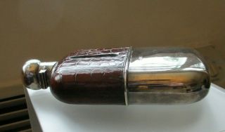 William Hutton & Sons Sterling Silver,  Glass and Crocodile Flask England 1900 6
