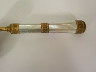 IRIS Paris French Brass & Mother - of - Pearl Opera Glasses with Handle,  c.  1900 5