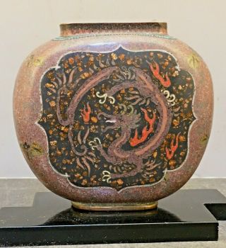 Important Japanese Meiji Cloisonne Vase With Silver Wire