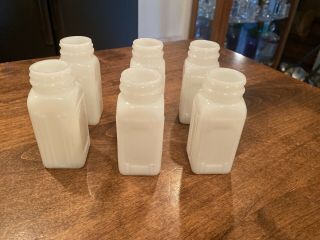 Rc Vintage 6 White Milkglass Milk Glass Spice Jars Containers No Lids