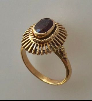 14k C1950 Gorgeous Vintage Starburst Garnet Ring