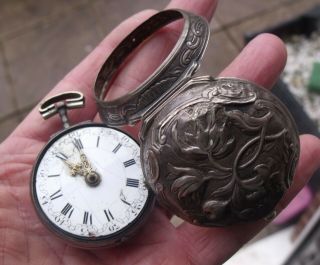 Antique 18c Silver Pair Case Verge Pocket Watch Square Pillar Jonh Wilte London