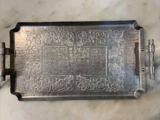 Vintage World Hand Forged Aluminum Tray With Grape Leaves,  Handles Rectangular