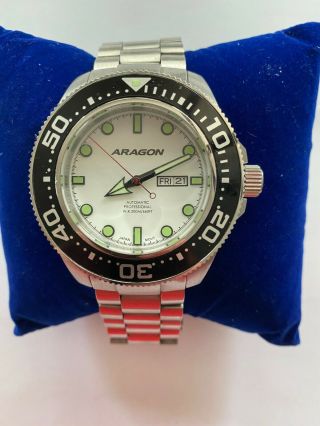 Aragon Divemaster Professional Automatic 200 Meters White Face With Silver Band