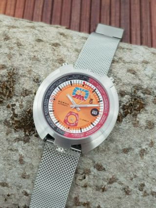 Sorna Bullhead NOS - Style automatic watch orange version unworn mesh band 2