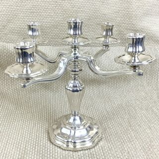 Vintage Heavy Silver Plated Candelabra French 5 Branch Candlestick St Medard