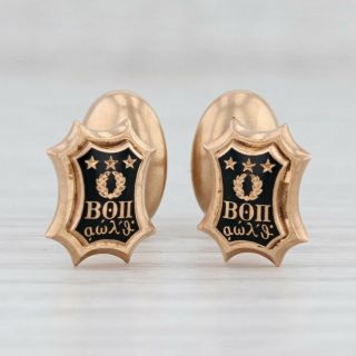 Antique Beta Theta Pi Badge Cufflinks 10k Yellow Gold Greek Fraternity Auld