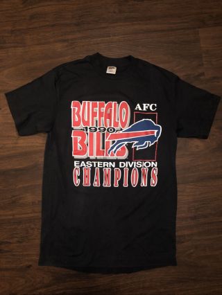 Buffalo Bills Vintage 1990 Afc Eastern Division Champions Shirt Large Euc Black