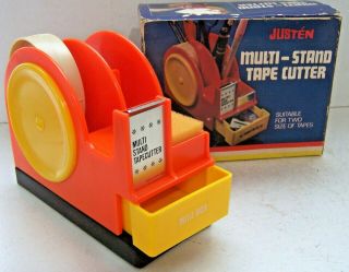 Vintage Retro Justen Multi Stand Tape Cutter Desk Organizer Pencil Holder