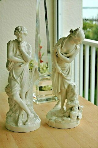 Antique Niderviller Porcelain Figurine Pair Male & Female 10.  75 " Soft - Paste