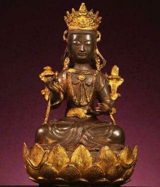 Buddha: Antique Tibetan White Tara,  Gilt Bronze,  1800s,  Exquisite Patina