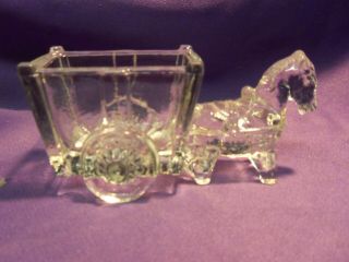 Horse Drawn Carriage Buggy Glass Sugar Packet Container Holder Vintage