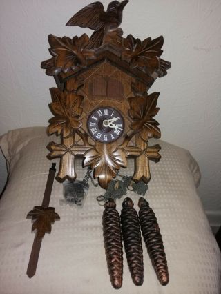 Vintage,  3 Weight,  Musical Cuckoo Clock,  Swiss Made,  R Lotscher.  Cond.