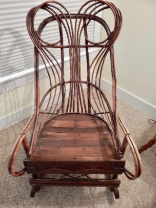 Antique Twig Adirondack Camp Style Rocking Chair - - 1890 