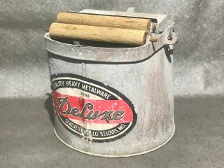 Vintage Schlueter Mfg St Louis Mo Galvanized Metal Deluxe Mop Bucket