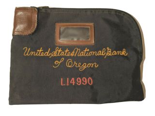 Vintage United States National Bank Oregon Money Bag Zipper Lock No Key
