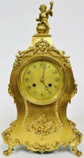 Stunning Antique 19thc French 8 Day Striking Bronze Ormolu Rococo Mantel Clock