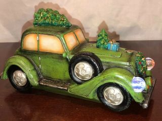 Vintage Retro Green Car With Christmas Tree On Top Christmas Decor Ornament P/o
