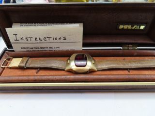 Vintage Pulsar P4 Red Led Watch 14k Gold Filled For Repair Or Parts W/ Box