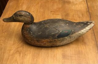Antique Mason Premier Mallard Hen Hollow Body Wooden Duck Decoy