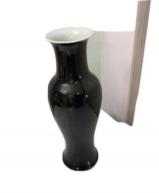 Antique Chinese 19th C.  Porcelain Mirror Black Vase - Monochrome Glaze -