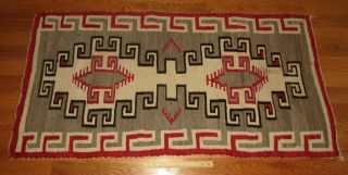 Vintage Early American Indian Navajo Jb Moore Crystal Rug Blanket 58 " X29.  5 "