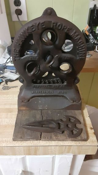 Antique Rope Maker Machine With Knotting Key
