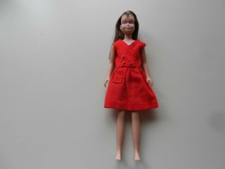 Vintage 1963 Mattel Barbie Skipper Doll Brown Hair In Tlc Red Dress