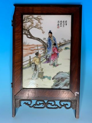Old Chinese Mid Republic Period Famille Rose Antique Porcelain Plaque