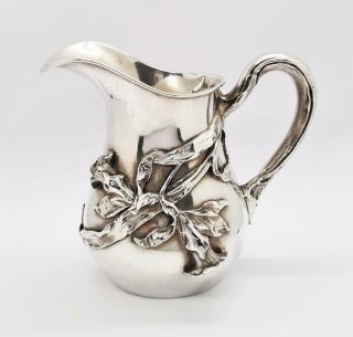 Fine German Art Nouveau Solid Silver Floral Naturalistic Milk Jug C1910